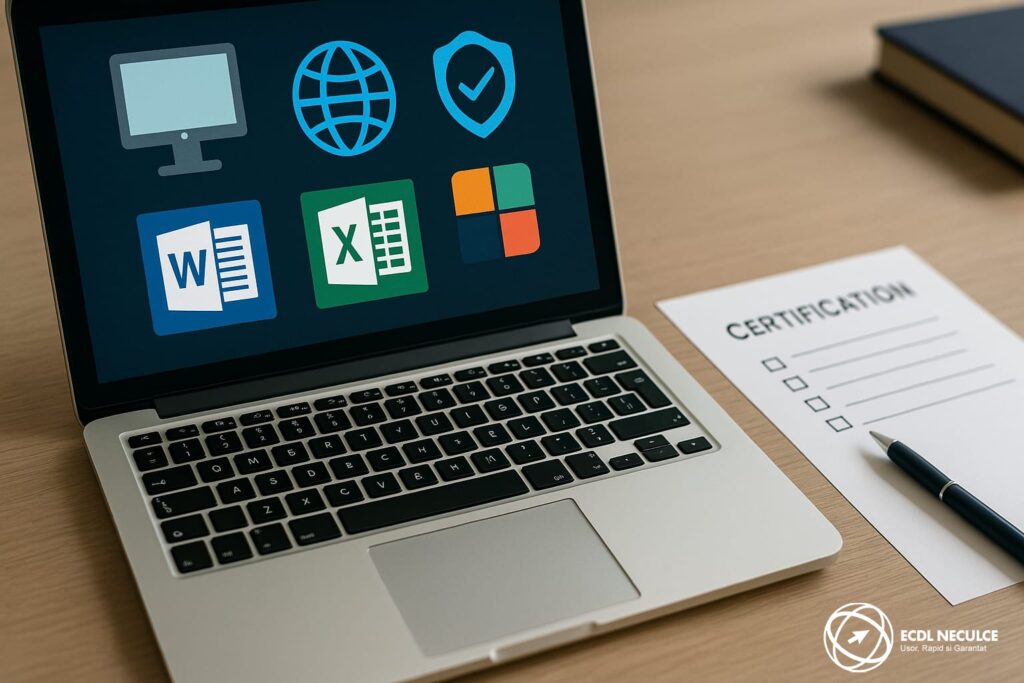 Competente digitale ECDL / ICDL – laptop cu competențe digitale moderne