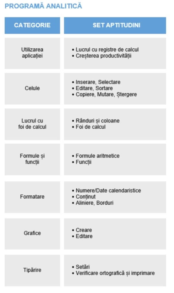 Examen ECDL Excel – formule, calcule și grafice