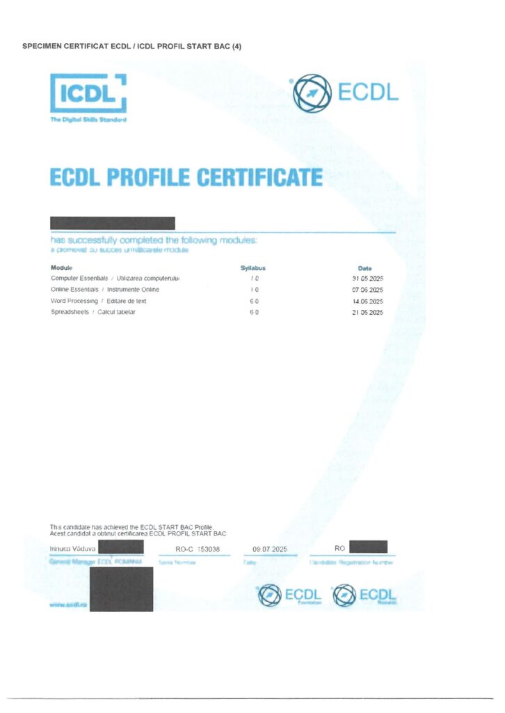 Procedura echivalare competente digitale ECDL/ICDL bac 2026 - verificare autenticitate diplome ECDL / ICDL