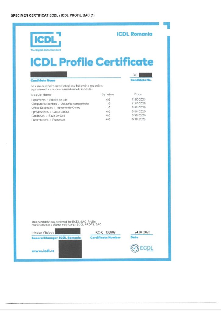 Procedura echivalare competente digitale ECDL/ICDL bac 2026 - verificare autenticitate diplome ECDL / ICDL