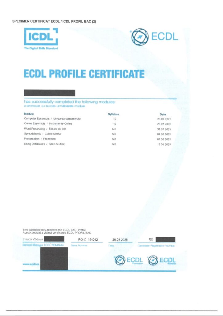 Procedura echivalare competente digitale ECDL/ICDL bac 2026 - verificare autenticitate diplome ECDL / ICDL