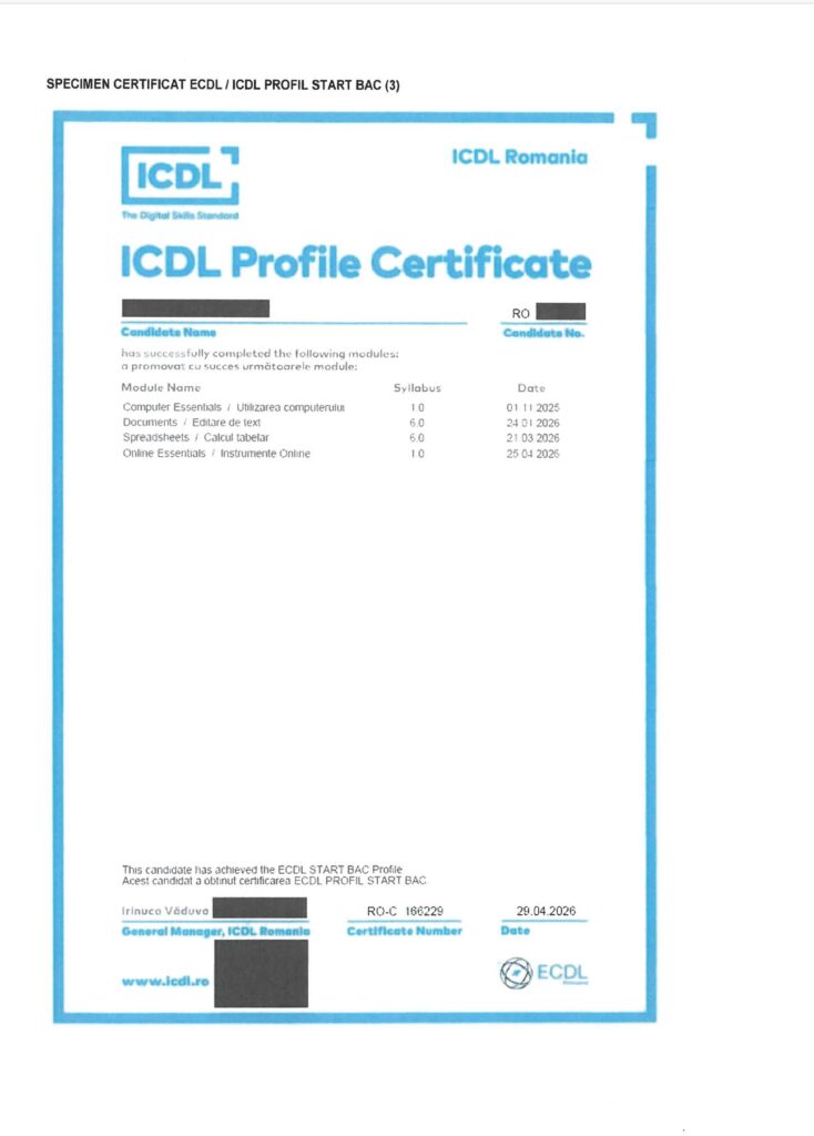 Procedura echivalare competente digitale ECDL/ICDL bac 2026 - verificare autenticitate diplome ECDL / ICDL