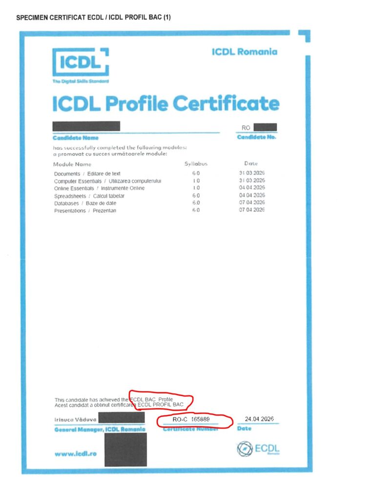 ECDL Neculce Bucuresti - Model completare cerere echivalare competente digitale bac 2026